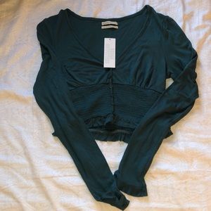 Urban Outfitters medium teal button-up, v-neck shirt